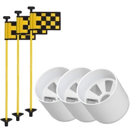 GOLF CITY PRODUCTS Golf Flag and Cup for Yard Practice Set. Premium Quality Mini Putting Green Flags and Poles Set Includes 3 Golf Cups for Putting Green & 3 Golf Flags For Yard & 3 Golf Flagsticks