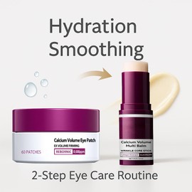 BeiBreeze Eye Care Duo – Calcium Multi Balm Stick + Hydrogel Under Eye Patches 60ea (30 Pairs), Hydrating & Smoothing Eyes Treatment, Gentle on Skin, Travel Friendly