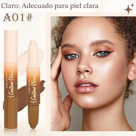 Lápiz Resaltador de Contorno, 2 en 1 Lápices de Crema Bronceadora e Iluminadora de Doble Punta para Maquillaje de Contorno de Rostro y Cuerpo - Modula