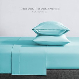 BASIC CHOICE 4 Piece Sheet Set - Breathable & Cooling - Light Blue Hotel Luxury Bed Sheets - Extra Soft, Deep Pockets, Easy Fit, Wrinkle Free - Sky Blue King Size Standard 100 by Oeko-Tex