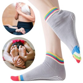 HGOCAHUZI 2 Pairs Yoga Socks Anti Slip Yoga Socks for Women with Grips Toe Socks for Women Non-Slip Five Toe Socks for Pilates Ballet Dance Workout Fitness