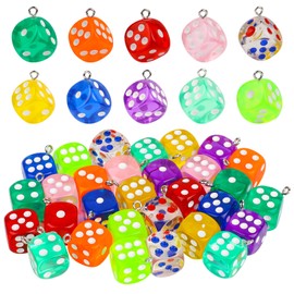 Vin Beauty 30 Pieces Dice Keychain Charms, Multi-colored Cube Square Dice Beads, 3D Acrylic Dice Pendant Charms Bulk for Bracelet Necklace Earrings Jewelry Keychain Crafts DIY Making Supplies