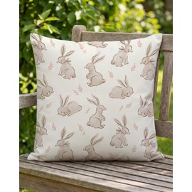 PreLiving Spring Easter Pillow Covers 20x20 Inch - Cute Bunny Rabbit Pattern, Soft Pastel Decorative Cushion Case for Sofa, Couch, Bedroom Home Decor