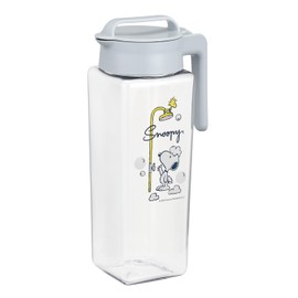 Iwasaki Industry K-1298 SW Cold Water Bottle, Snoopy Square, Pitcher, 0.7 gal (2.1 L), Snoopy Woodstock, Can Be Placed Vertically and Horizontally, Fits in Door Pockets, Hot Water, Wide Mouth, Width