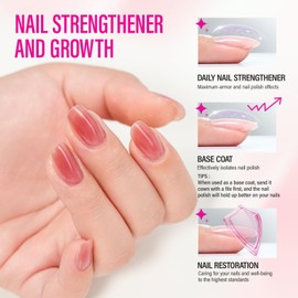Nail Strengthener for Women: 8 in 1 Natural Nail Hardener Extra Strong and Growth - Coral Red Nail Polish Hardener Ridge Filler Concealer for Weak and Damaged Nails 15ml