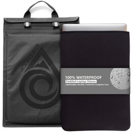 AquaQuest Storm 100% Waterproof Laptop Sleeve – Lightweight Ripstop Nylon Case, Welded Seams and Removable 5 mm Neoprene Liner – 13 in – Black – Fits up to 13.25 × 10.5 in
