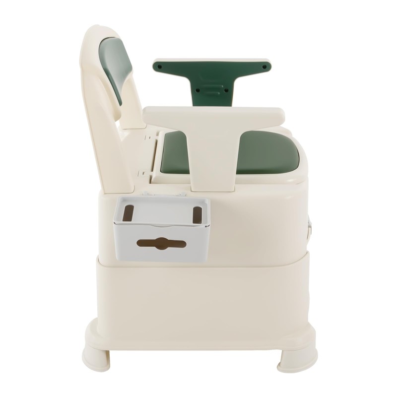 Portable Bedside Commode with Night Light, 440lb Load Capacity,PU Cushion,