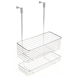 Dusky Shark 2-Tier Chrome Cabinet Storage Organizer - Space-Saving Kitchen and