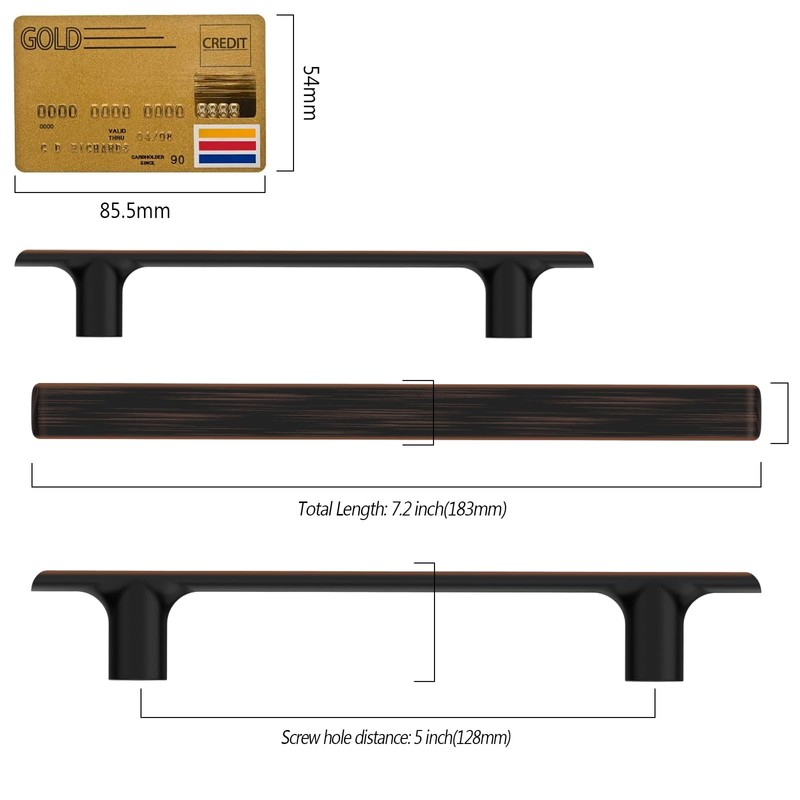 Amerdeco 10 Pack Oil Rubbed Bronze Cabinet Pulls 5 Inch(128MM)