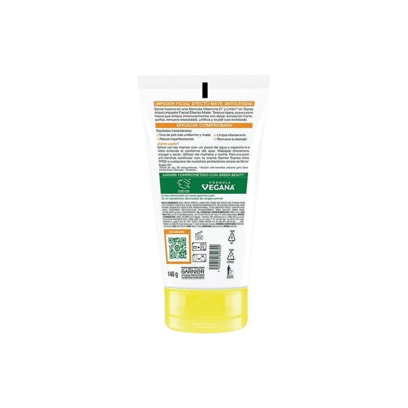 Limpiador facial Garnier skin active express aclara tono uniforme 148