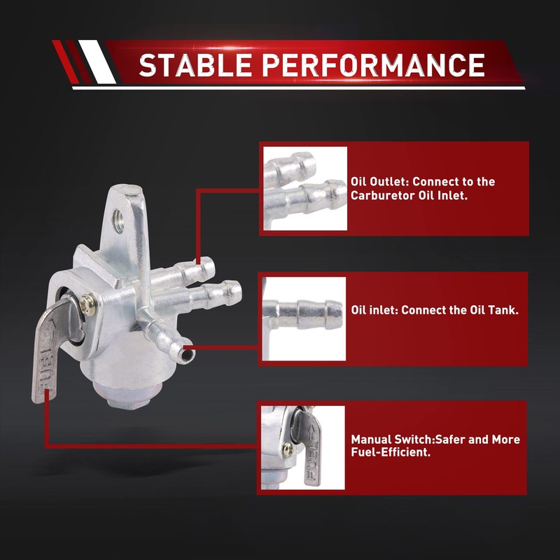 WOOSTAR 6mm Inline Fuel Valve Petcock Gas Tank Cut-Off Selector