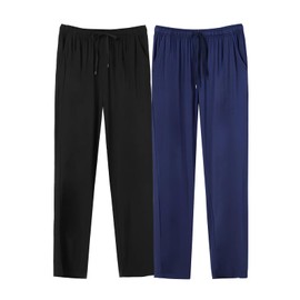 YorBurn Men's Casual Pants, Pajama Pants, Room Wear, Loungewear, Pajamas, Long Pants, Modal, black/navy