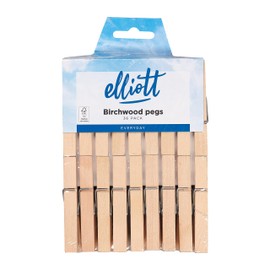 Elliott 36 FSC Strong Grip Hardwood coil spring clothes Pegs for washing lines, clothes horse and Arts & crafts use, free from plastic and 100% recyclable, for all laundry types