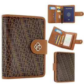 XIMAND Passport Holder Wallet Bag with AirTag Holder, Card Slots and Passport Solt Ticket Cash Solt, Photo Solt Sim Card Pen Slot.Brown