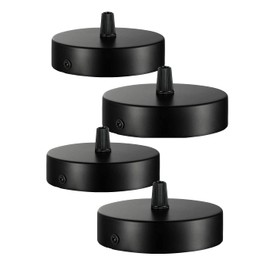 Ceiling Canopy 100 x 20 mm, Metal Junction Box, 1 Hole Round Lampshade, Ceiling Rose, Matte Black, Suitable for All Lamps (4 Pieces)