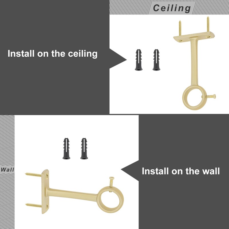 HOJLKLD Ceiling-Mount Curtain Rod Brackets, Heavy Duty Ceiling and Wall