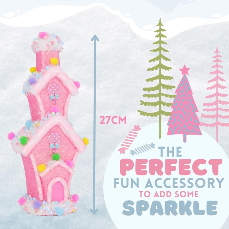 Christmas Concepts® 26cm (10") Pink Glitter Whoville Decorated Candy House