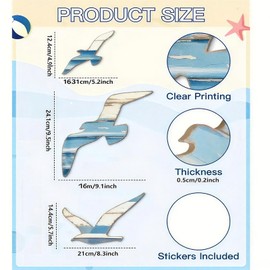 ANBOO Maritime Dekoration Holz 3er-Set – Wanddeko mit Möwen in Naturholz-Optik, Maritime Deko für Wohnzimmer, Schlafzimmer & Outdoor, Rustikale Wanddekoration