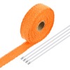 sourcing map Fiberglass Exhaust Wrap Tape, 1" x 16' Orange