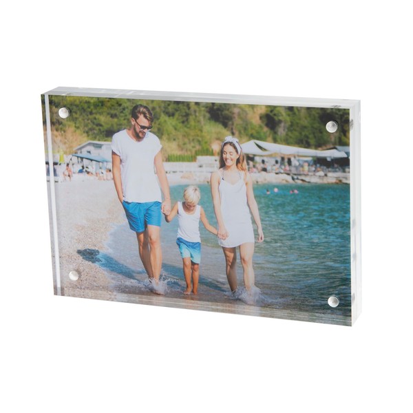Newellsail Acrylic Photo Frame, Transparent Magnetic Photo Frame, Double-Sided, Frameless