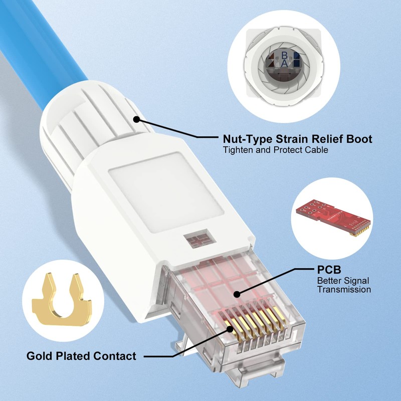 VCELINK Conector RJ45 sin herramientas, enchufe de terminación de campo