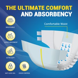 MED PRIDE Maximum Absorbency Adult Briefs for Incontinence with Refastenable Tabs [XXX-Large, 8-Pack]- Ultra-Absorbent Adult Diapers for Men & Women- Bladder Control Unisex Disposable Underwear