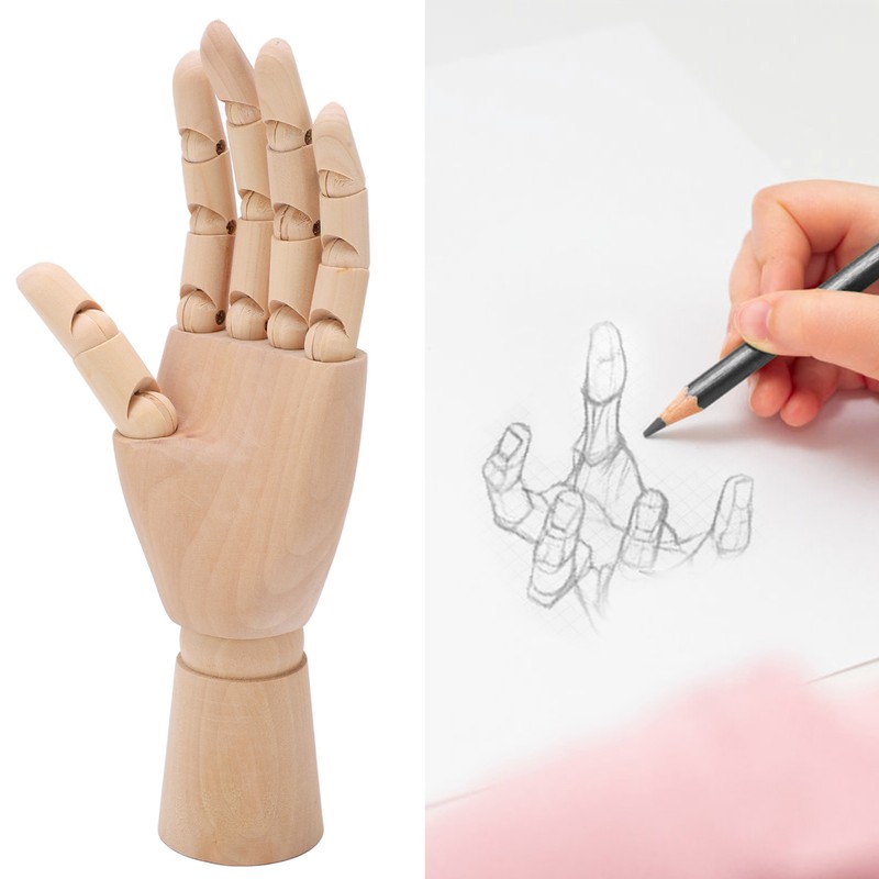 Wooden Hand Rotation Joint Professional Hand Model Various Shapes Wooden