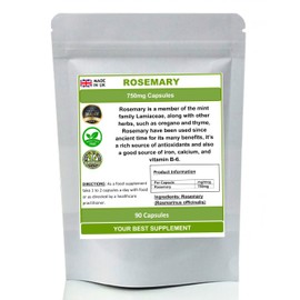 Rosemary Capsules 750mg 100% Natural Pure no additives (High Strength) (90)