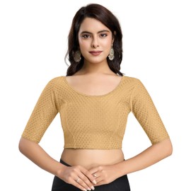 Trendmalls Women's Dobby Pure Cotton Elastin Stretchable Readymade Blouse (B01-Red-3XL)