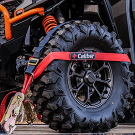 Caliber Trailblazer ORV Heavy-Duty Tie Down Straps, 2-Way Tension Around Tire with 11,000 lbs. Break Strength, 2-Pack