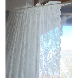 Lucia Curtain Lace Curtain Roses 120 x 240 cm Pack of 2 Curtain Neck Shabby Vintage Ro