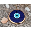 Erbulus 5.3" Glass Blue Evil Eye Wall Hanging Gold Ornament