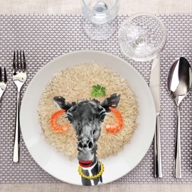 Mustard M12006D Flat plate round Wild dining giraffe Gina Ceramics White D23 x H2 cm