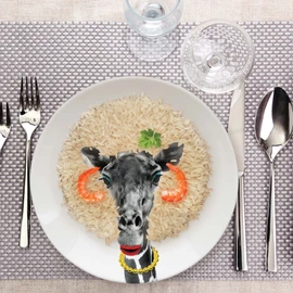 Mustard M12006D Flat plate round Wild dining giraffe Gina Ceramics White D23 x H2 cm
