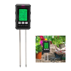 6 in 1 Soil PH Meter for Plants, Soil Fertility/Moisture/Humidity/Light/pH/Temperature Test Kit - Rotatable Head, Backlight, Sensitive Probe for Farming