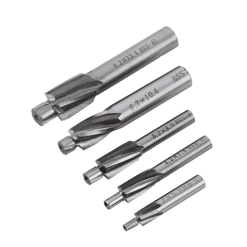 Countersink End Mill 5pcs, M3 M4 M5 M6 M8 Counter