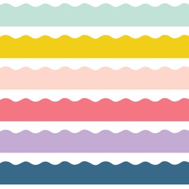 Containlol 118 Feet Bulletin Board Borders, Scalloped Classroom Borders Trim for Christmas Holiday Classroom Office Party Wall Decoration(Oh Happy Day Color)