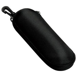 メガネケース ウレタン セミ ハードケース ラウンド (ファスナー式 フック付き) ブラック