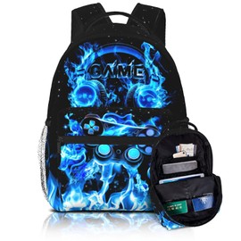 Nebcog Boys Backpack For Kids School Backpack For Boys Children Game Bookbag Teens Elementary Middle School Boys Backpacks for Boy 6-18 Waterproof Lightweight 17 Inches Travel Back Pack