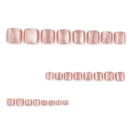 Glitter Press on Toenails Nude Fake Toenails Short Square False Toes with Design Glossy Toenail Press ons Artificial Acrylic Full Cover Stick on Toes for Women Girls Foot Manicure 24 pcs