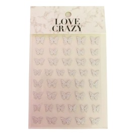 Love Crazy Sticker Pegatina Para Uñas Forma Mariposa Glitter Reflectivo