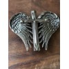 Western Silver heart and Winged Cross Belt Buckle