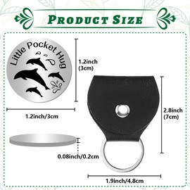 CREATCABIN Pocket Token Bulk Long Distance Keepsake Stainless Steel Double Sided Engraved with Pu Leather Keychain Gift for Boyfriends Daughter Bestie Friends Dolphin Christmas Valentine 1.2x1.2 Inch