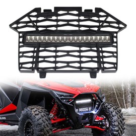 KAKABAS Front Mesh Grill Light With LED Light Bar for PRO XP，RZR PRO XP,UTV Waterproof Mesh Grille Insert Guard Compatible With Polaris 2020-2023 RZR PRO XP XP4/ RZR PRO R/RZR Turbo R Accessories