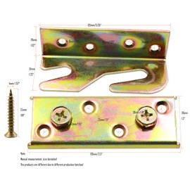 LBY Bed Rail Brackets with Square Screws – Heavy Duty Non-Mortise Bracket Fasteners, Bed Rail Fittings, and Installation Bracket Connectors for Furniture and Wooden Beds (Set of 4 with Screws)