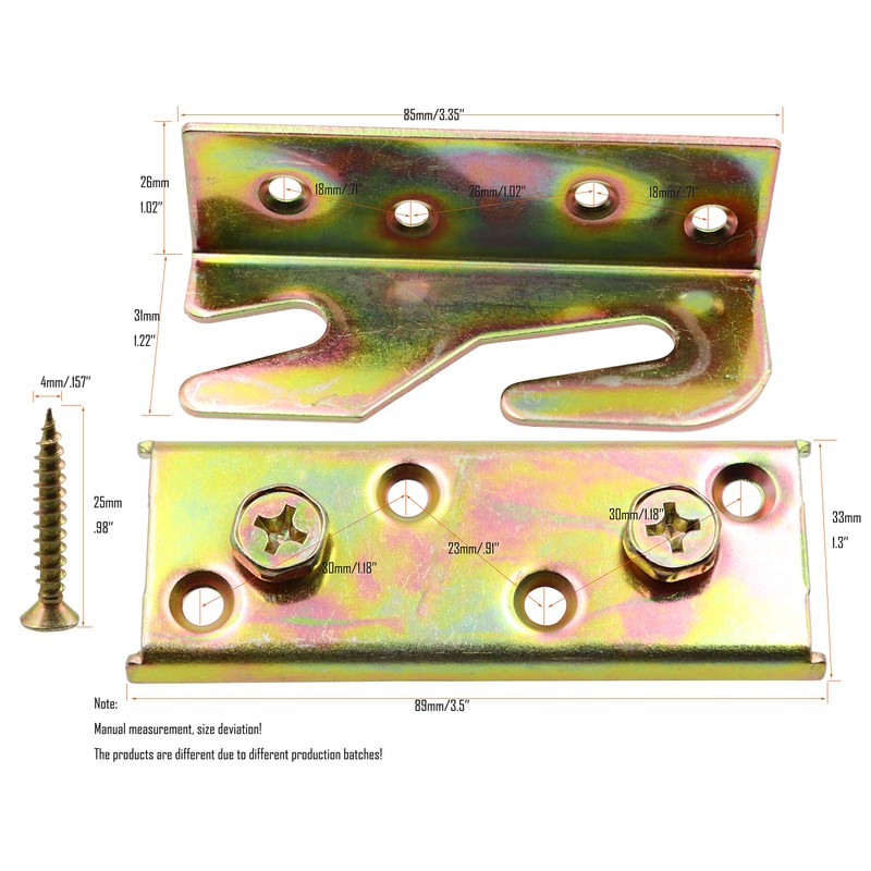 LBY Bed Rail Brackets with Square Screws – Heavy Duty