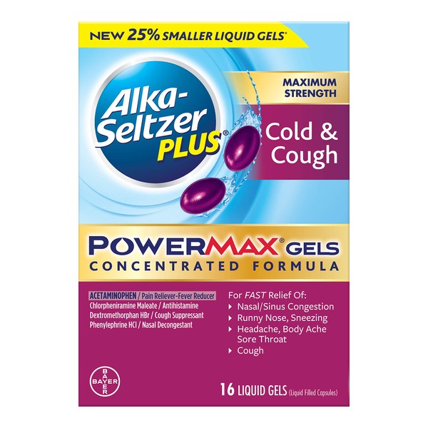 Alka Seltzer Plus Maximum Strength PowerMax Cold and Cough Medicine,Liquid