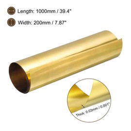 sourcing map Brass Sheet Roll, 0.03x200x1000mm Brass Foil Roll Brass Strip Gold for Crafts, Electrical Repairs, Grounding
