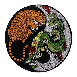 Parche bordado de Dragon Tiger Taiji Yinyang TH22328G para chaqueta, chaleco, motocicleta, motero, punk, insignia, planchar