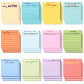 36pcs Employee Appreciation Sticky Notes, 3 x 3 inch Inspirational Sticky Notes with Lines, Bulk Note Pads with Sayings for Coworkers Nurse Teacher Office
